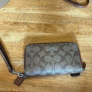 Coach Brown Labeled Wallet with Long Zipper, Like New condition